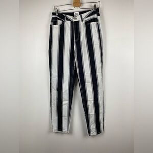 BDG High-Waisted Mom Jeans - Black & White Stripe, W28